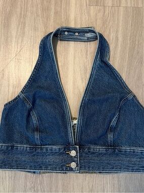Levi's Dark Blue Denim Halter Tank Top
